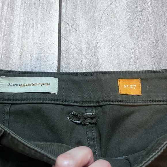 Anthro Pilcro Letterpress Olive Green Superscript Skinny Jeans Zipper Ankle 27 - Picture 2 of 7